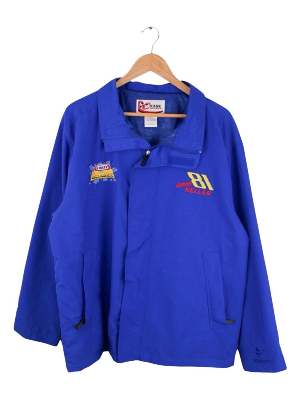 Chase Authentics NASCAR Racing Jacket Kraft 100 Years Embroidered Blue Mens L